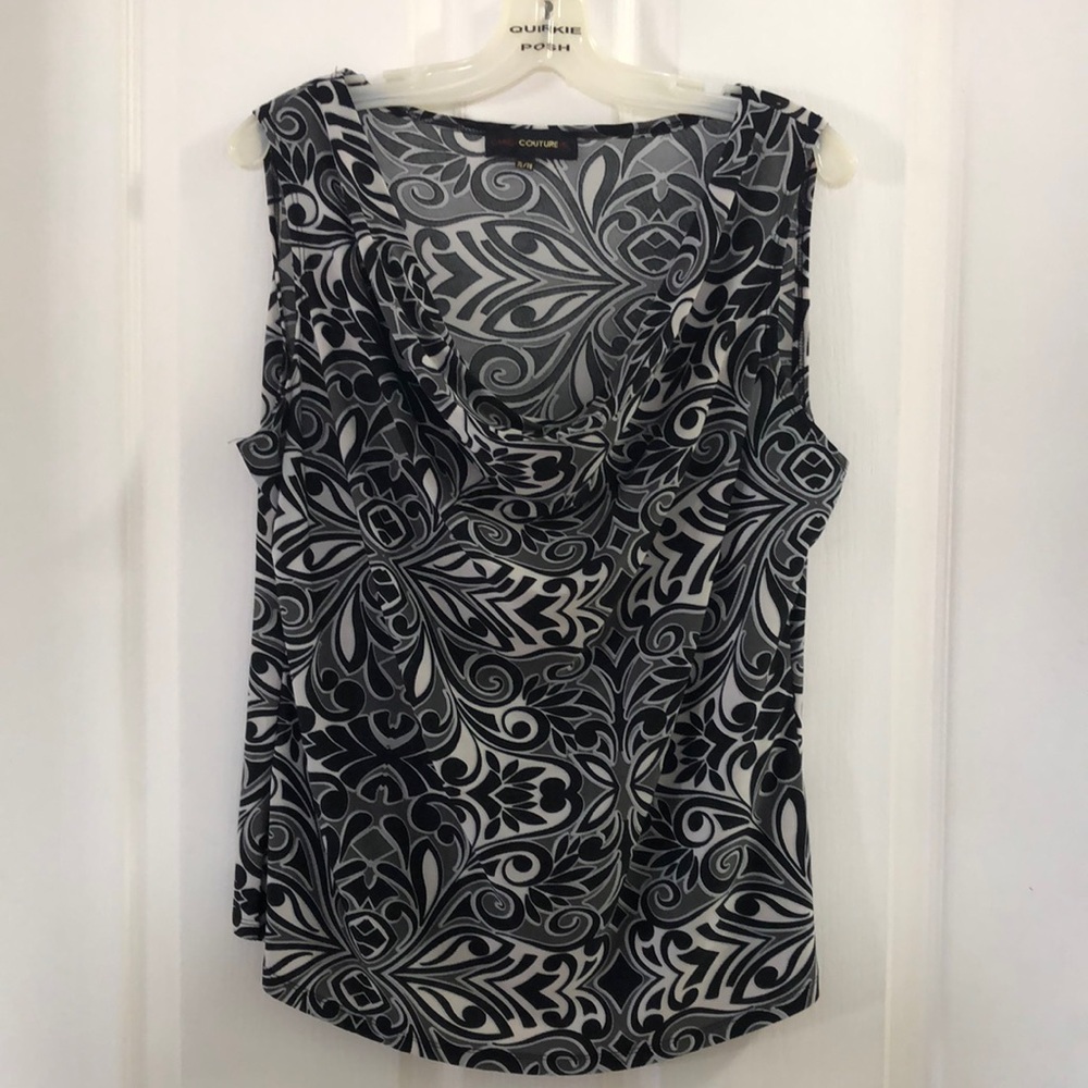 Vintage Candy Couture Ladies Cowell neck line Black White Grey easy care